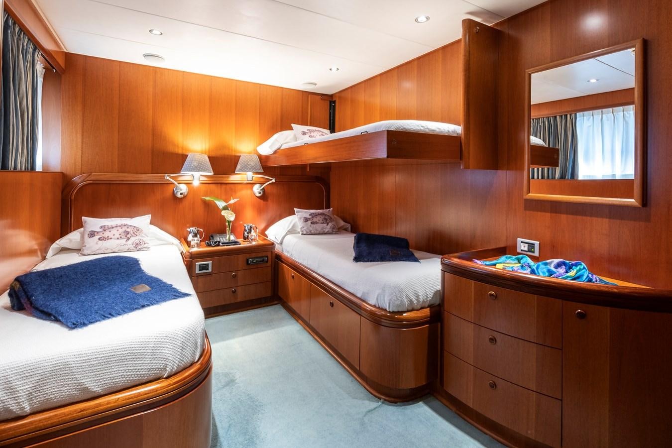 a room with two beds aboard ALCOR Yacht for Charter