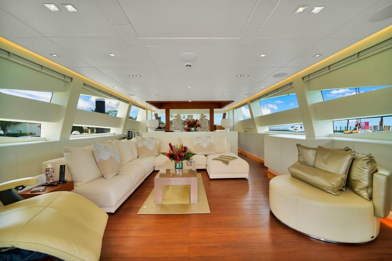 a living room with a large window aboard DIAMOND Yacht for Sale