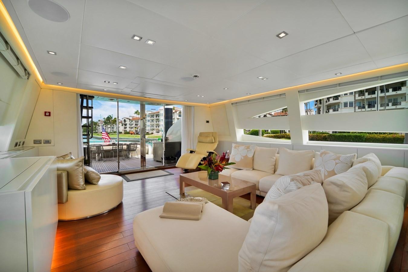 a living room with a large window aboard DIAMOND Yacht for Sale