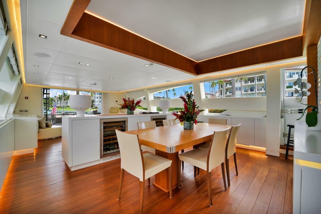 a kitchen with a table and chairs aboard DIAMOND Yacht for Sale