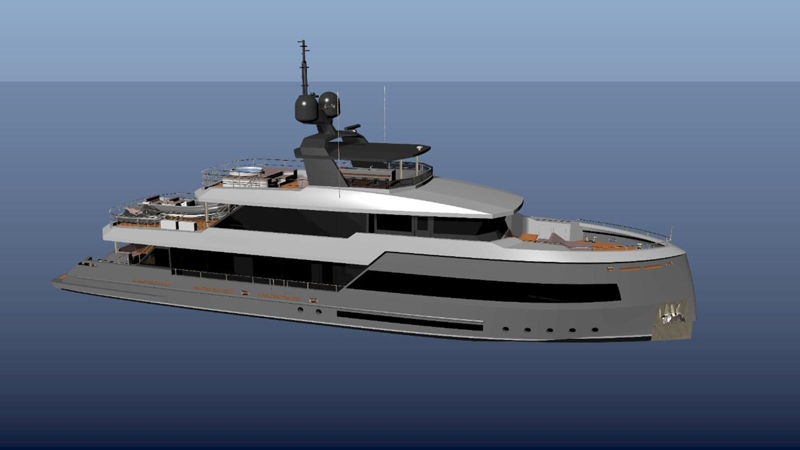 a white yacht with a black top aboard INACE EXPLORA 115 Yacht for Sale