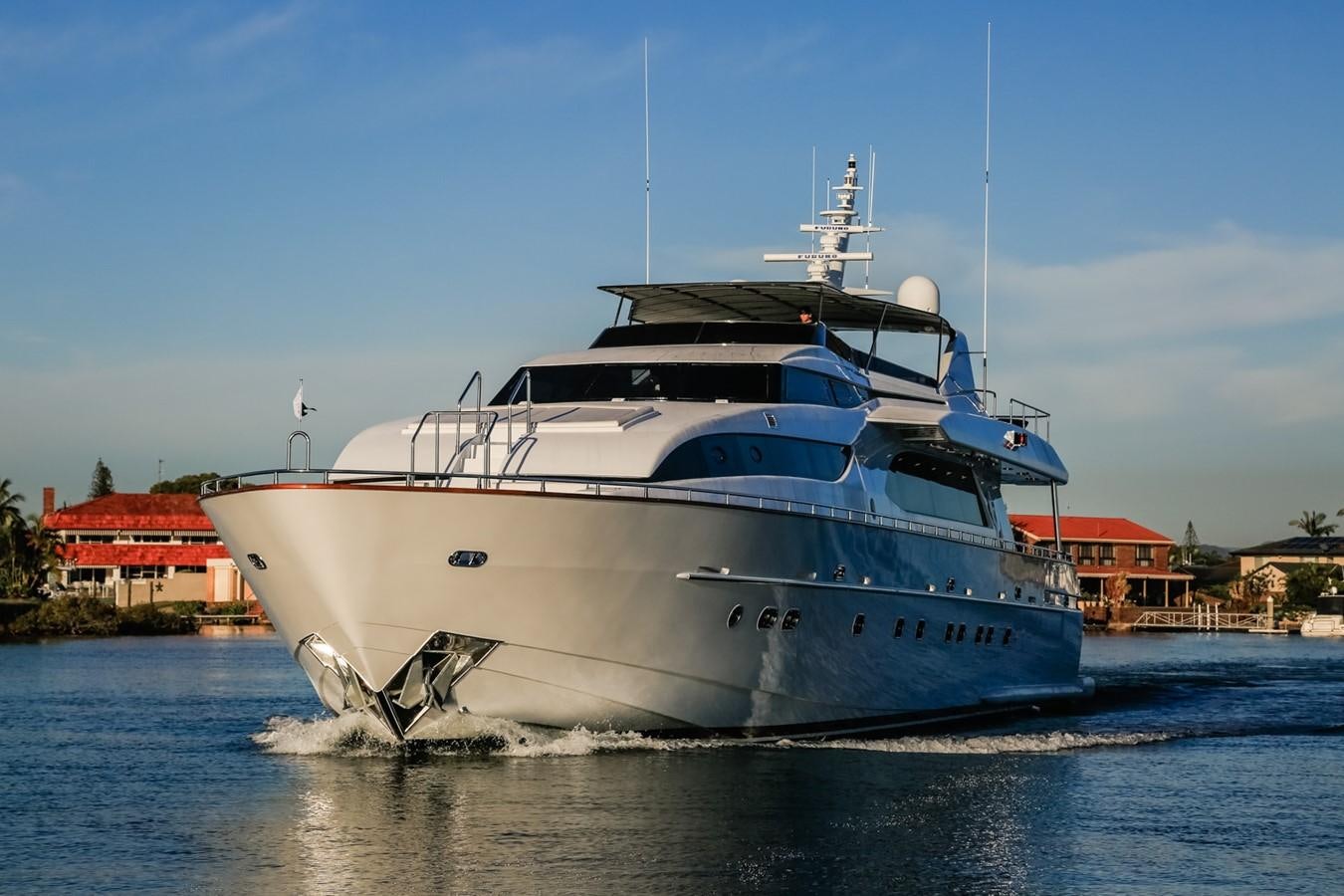 a large white ship aboard HUNTER Yacht for Sale
