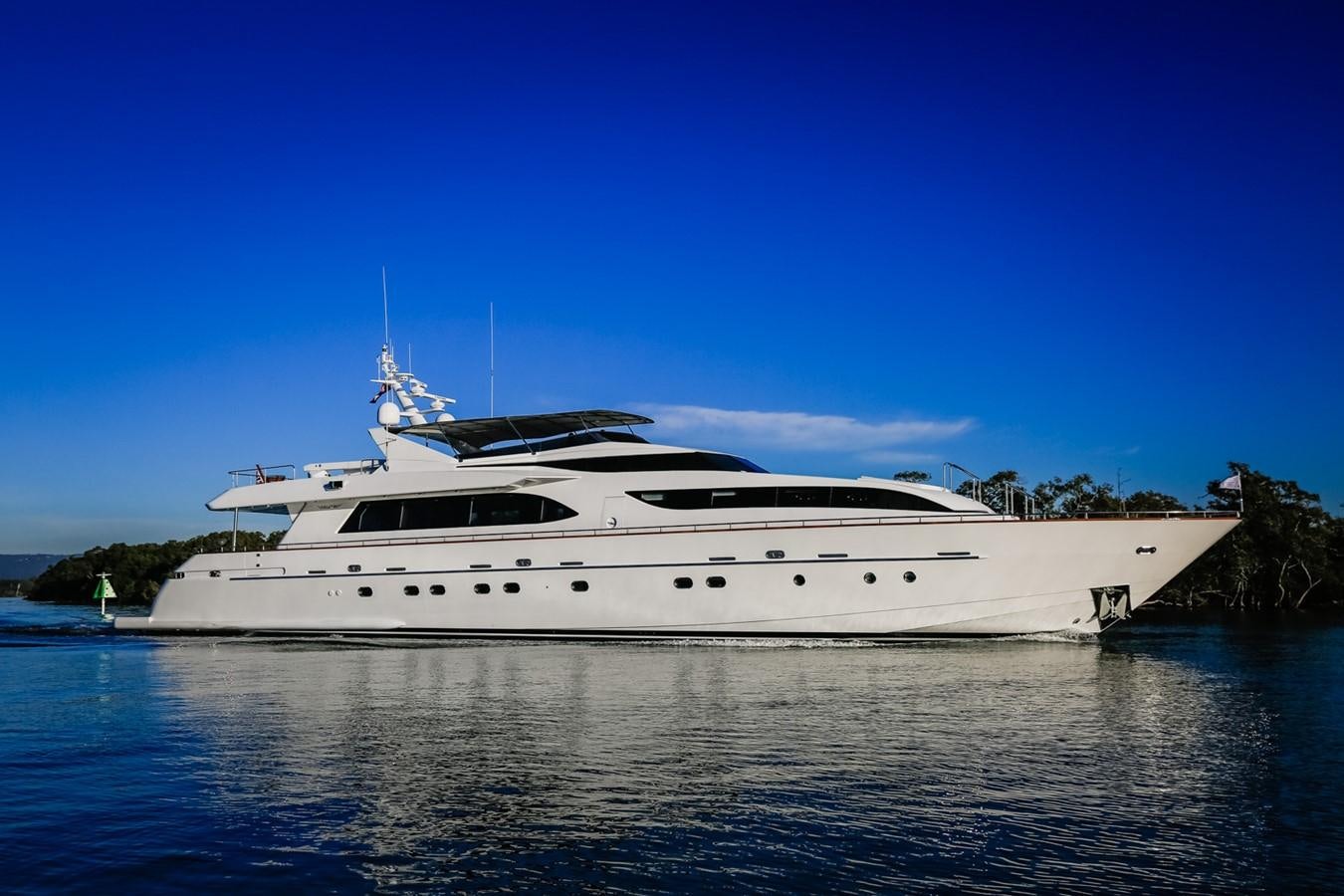 a white yacht in the water aboard HUNTER Yacht for Sale