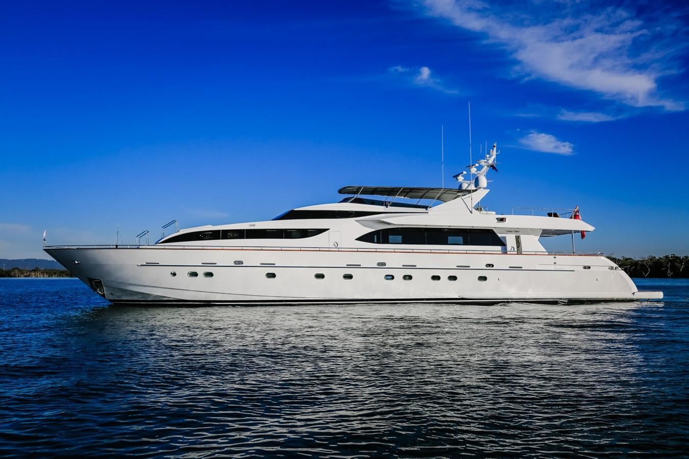 a white yacht on the water aboard HUNTER Yacht for Sale