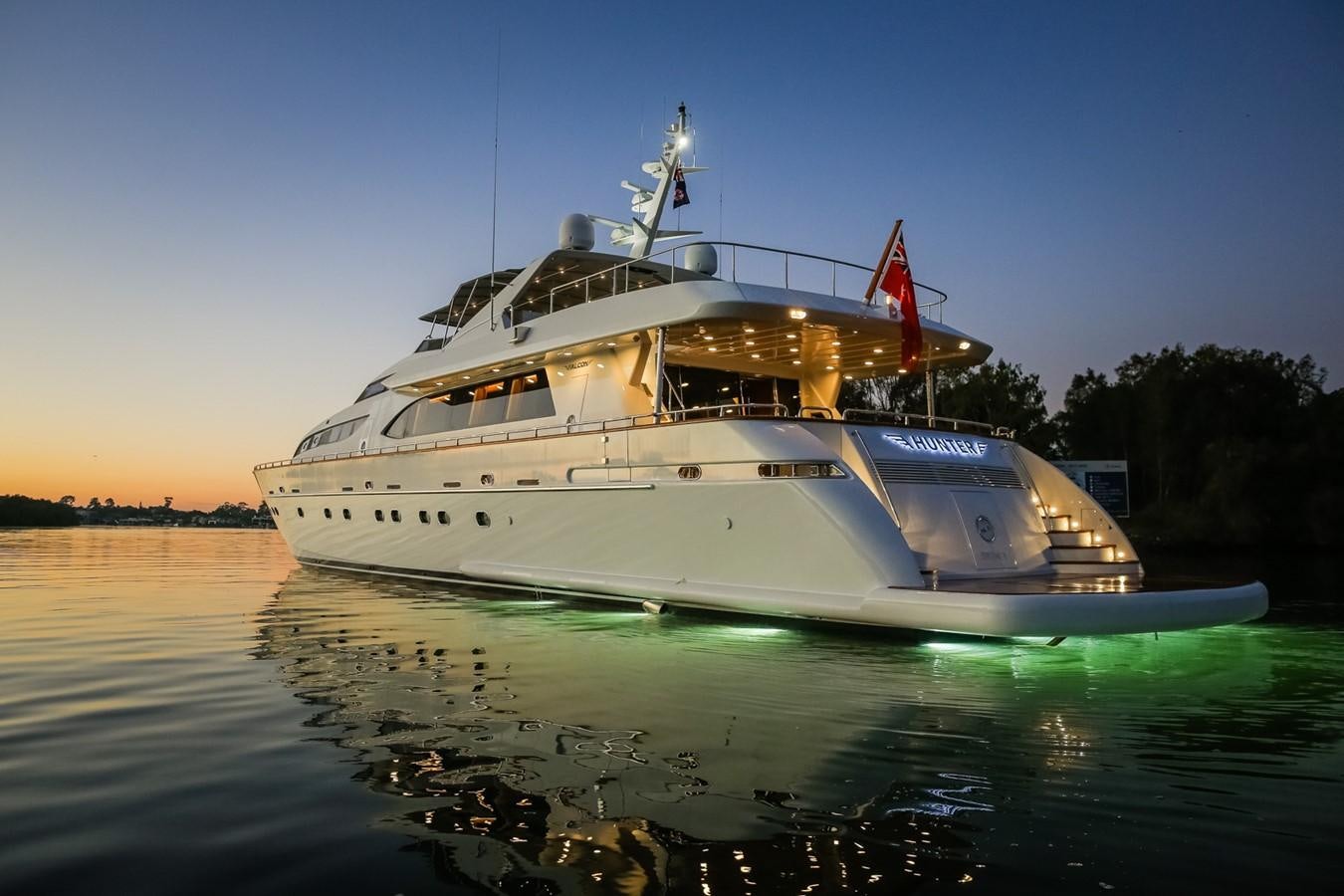 a white boat on water aboard HUNTER Yacht for Sale