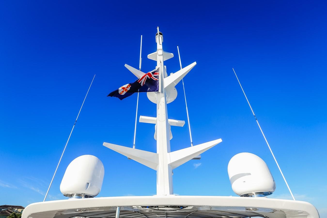 a white and black airplane with a propeller on it aboard HUNTER Yacht for Sale