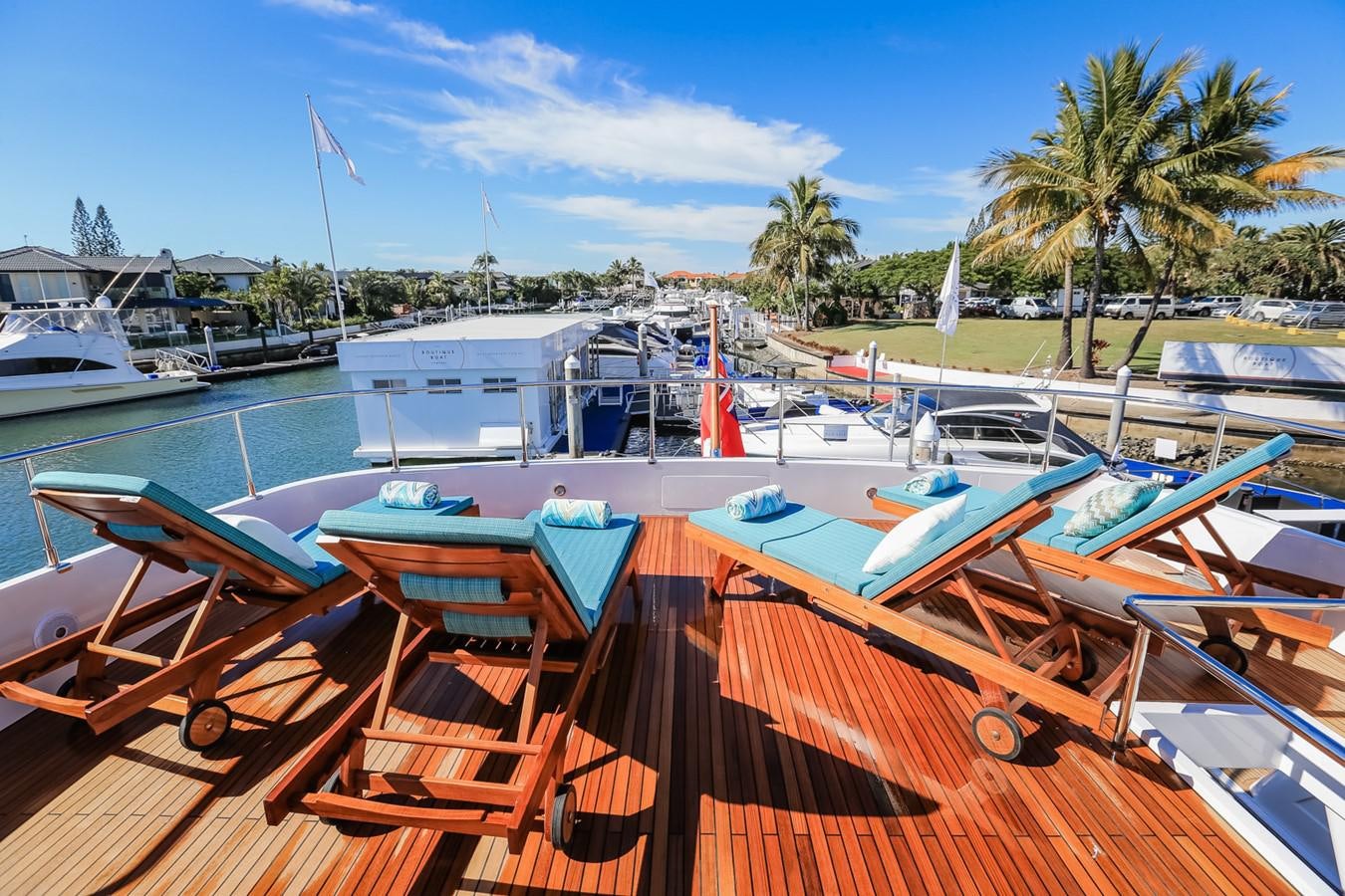 a deck with many boats aboard HUNTER Yacht for Sale
