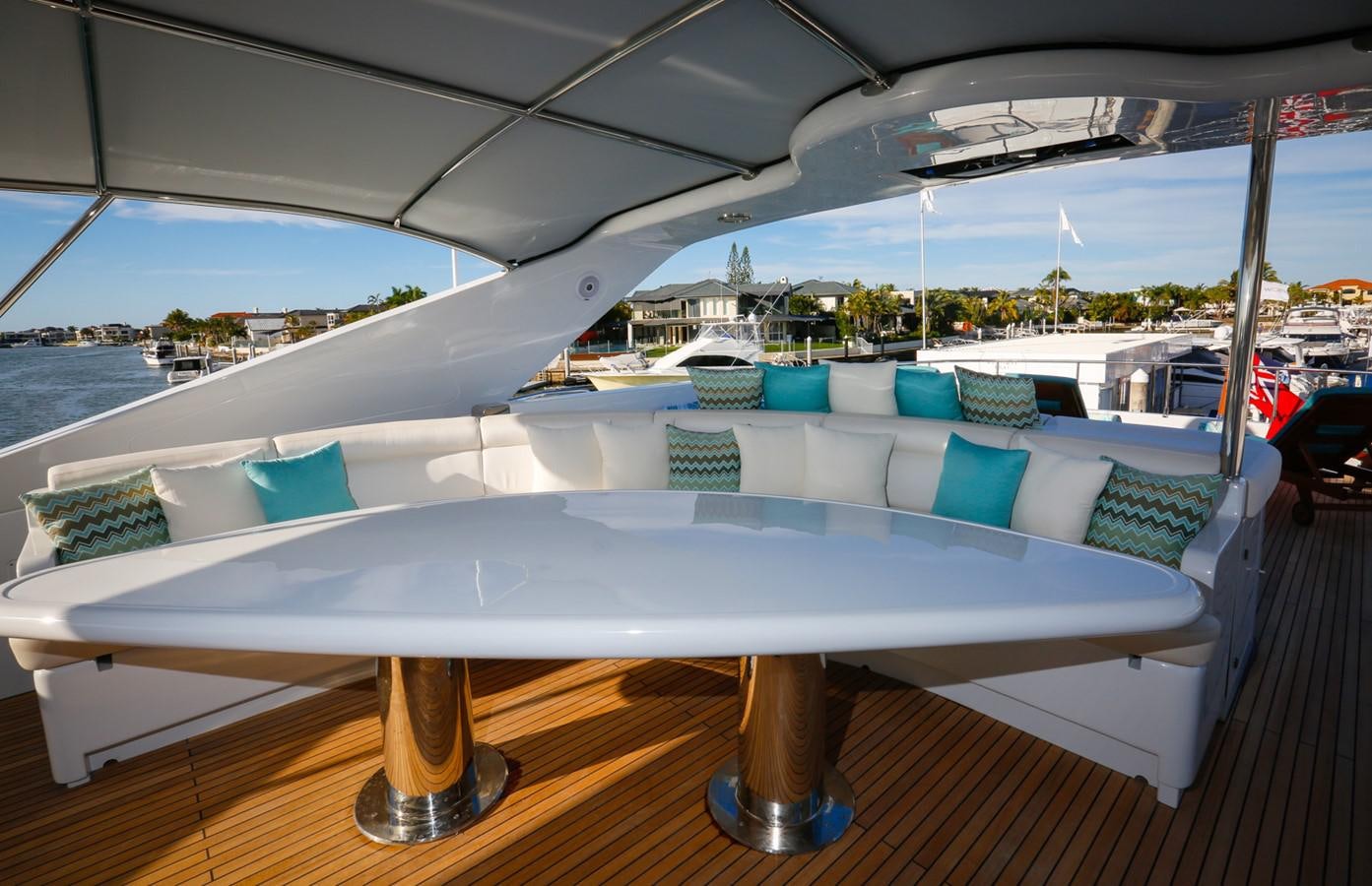 a table on a deck aboard HUNTER Yacht for Sale