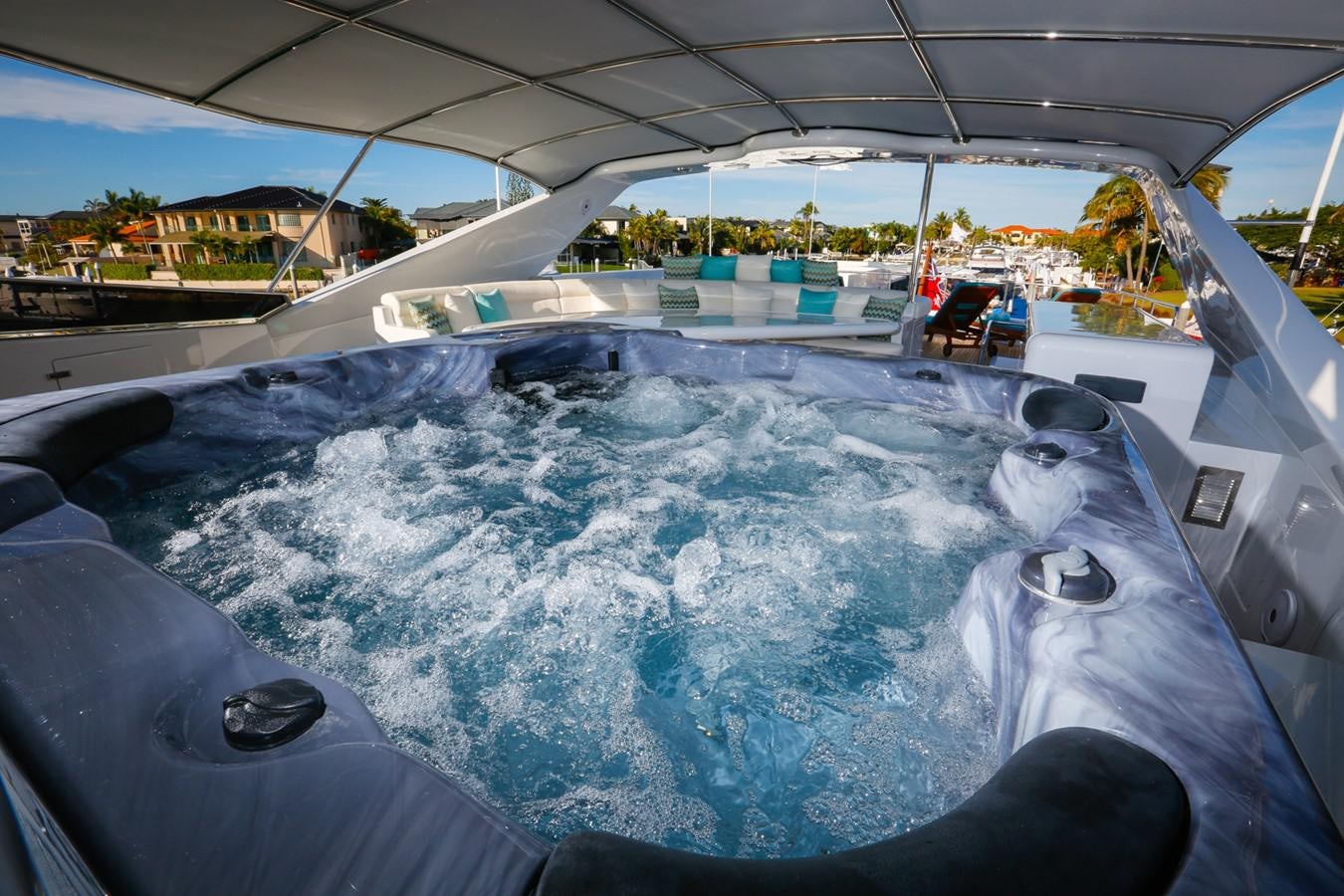 a view of the water from the cockpit of a plane aboard HUNTER Yacht for Sale