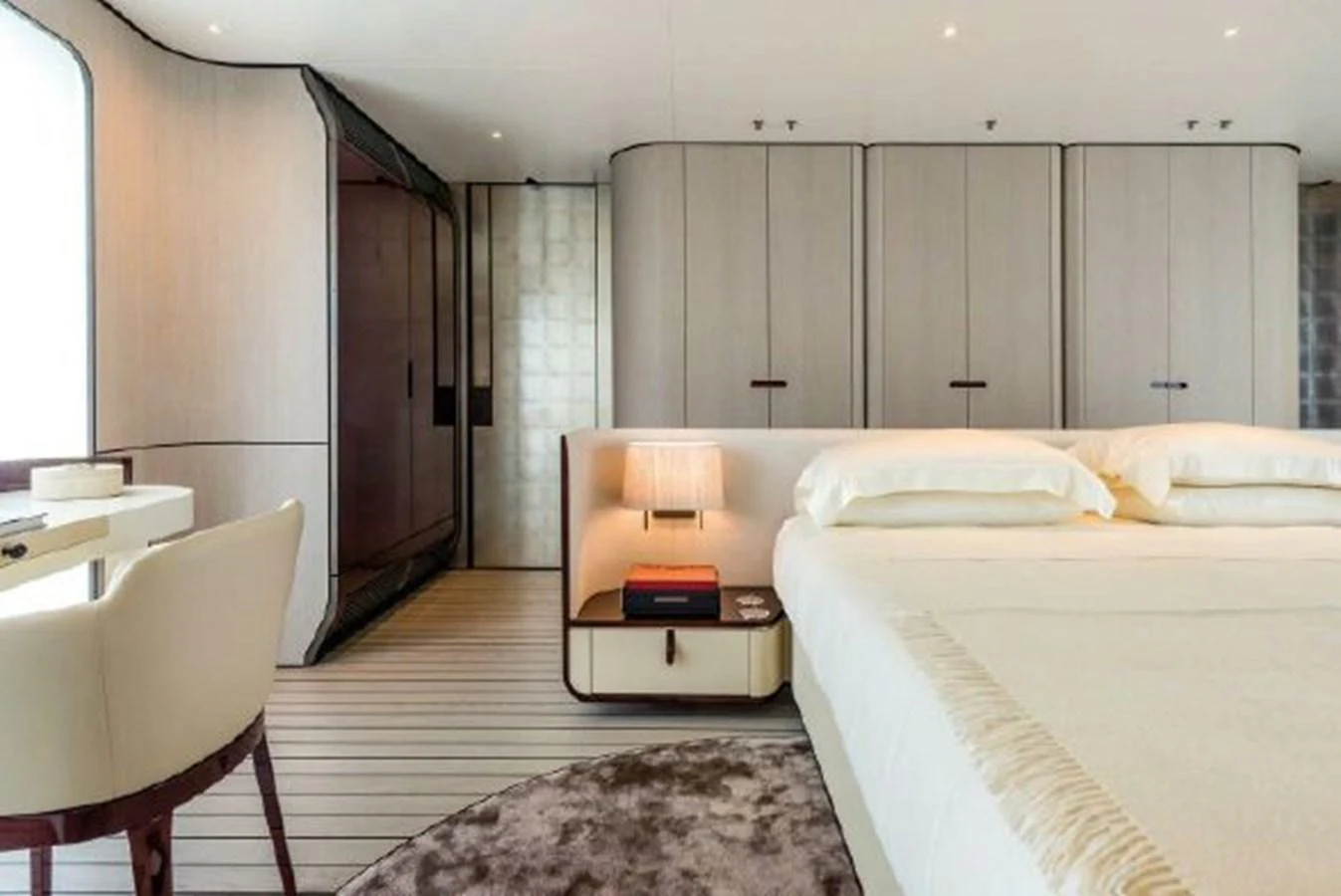 a room with two beds aboard 2019 AZIMUT GRANDE 35 METRI Yacht for Sale