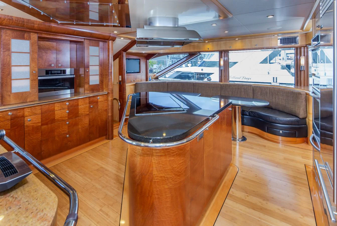 a kitchen with a bar and a bar aboard C JEWEL Yacht for Sale