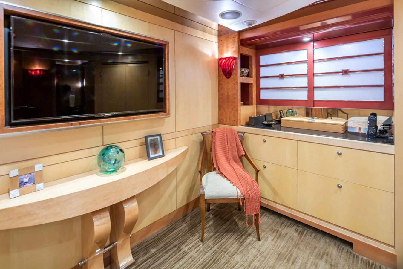 a room with a desk and a chair aboard C JEWEL Yacht for Sale