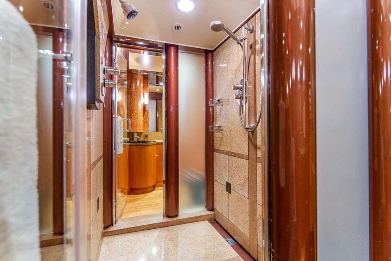 a bathroom with a shower unit aboard C JEWEL Yacht for Sale