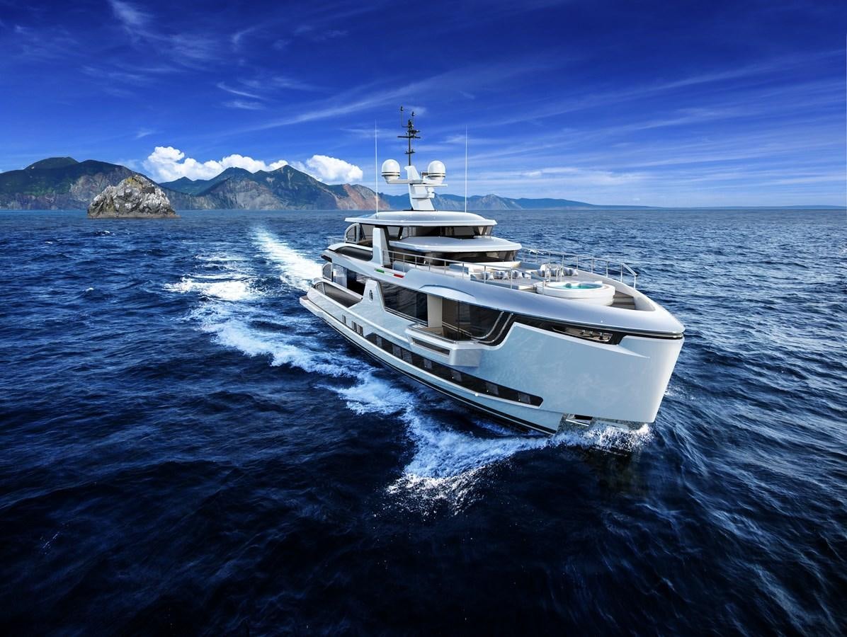 a boat on the water aboard DYNAMIQ GLOBAL 350 Yacht for Sale