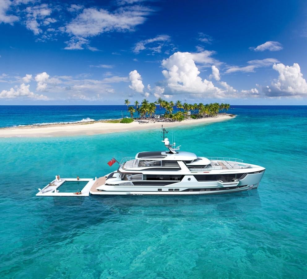 a boat on the water aboard DYNAMIQ GLOBAL 350 Yacht for Sale