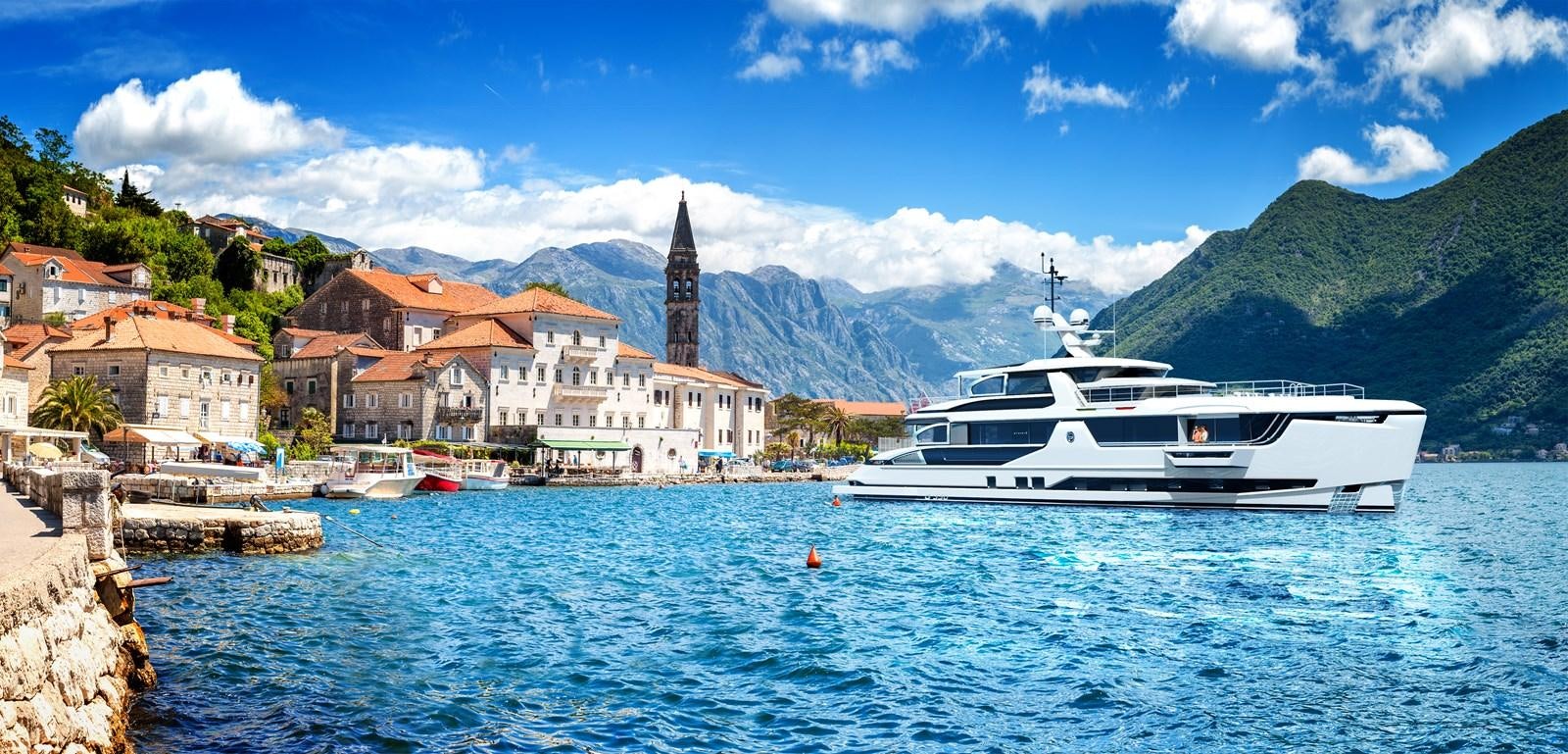 a boat in the water aboard DYNAMIQ GLOBAL 350 Yacht for Sale