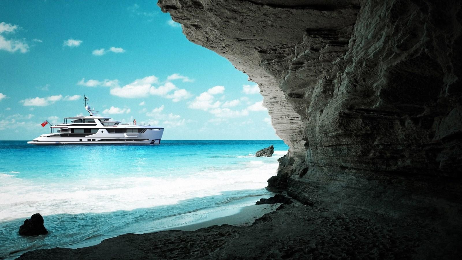 a boat in the water aboard DYNAMIQ GLOBAL 350 Yacht for Sale