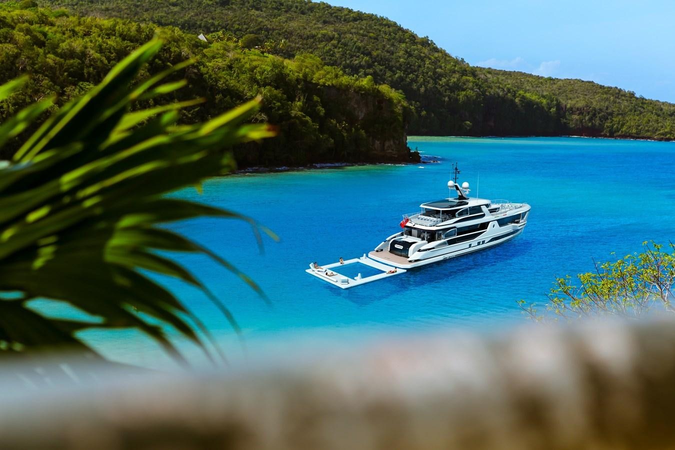 a boat in the water aboard DYNAMIQ GLOBAL 350 Yacht for Sale