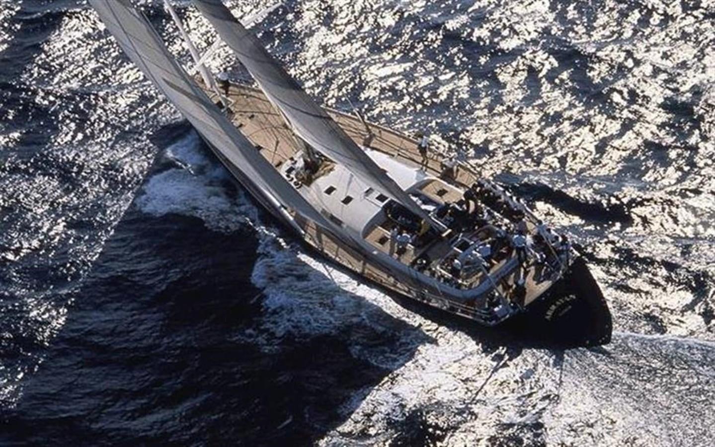 a helicopter flying over a body of water aboard BAIURDO VI Yacht for Sale