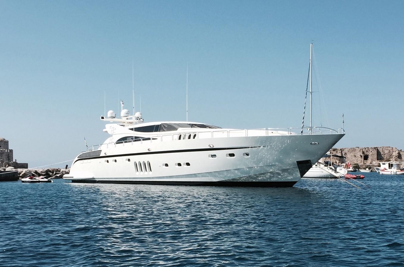 a white yacht in the water aboard LEOPARD Yacht for Sale