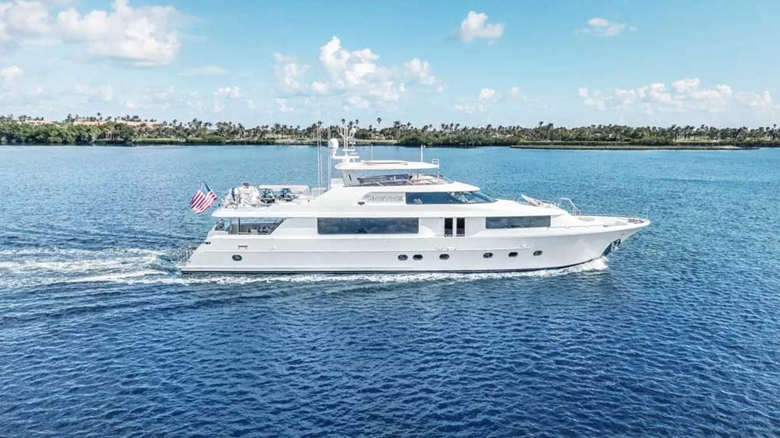 a white yacht on the water aboard OUR HERITAGE Yacht for Sale
