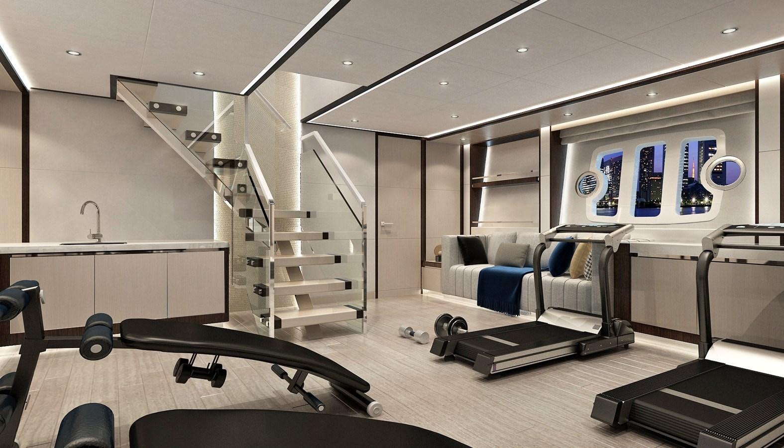 a room with a couch and a table aboard ASTERIA 112/02 Yacht for Sale