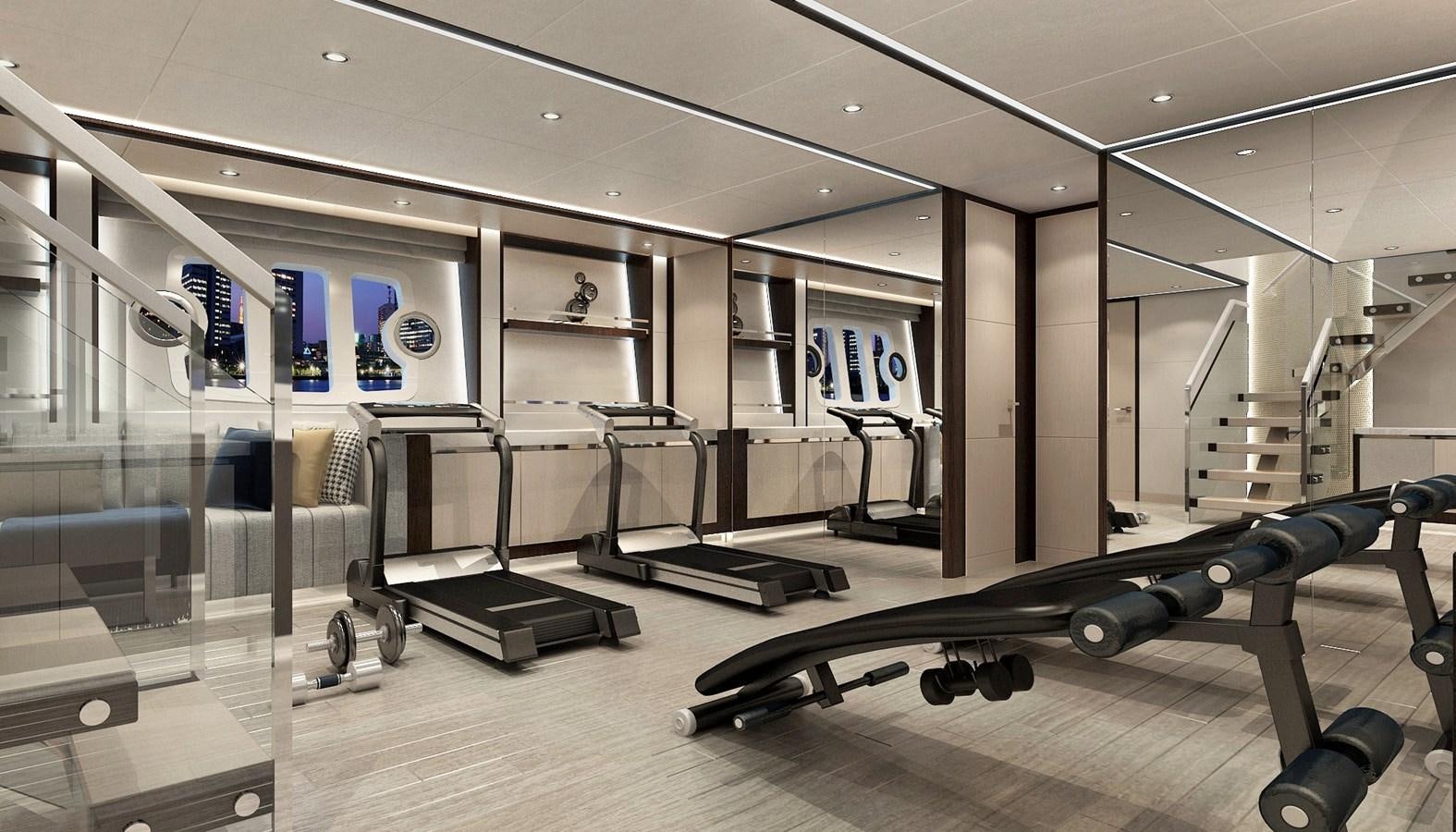 a room with gym equipment aboard ASTERIA 112/02 Yacht for Sale
