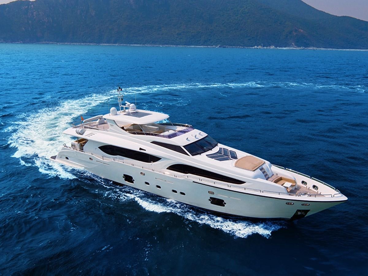 a white yacht on the water aboard ASTERIA 112/02 Yacht for Sale