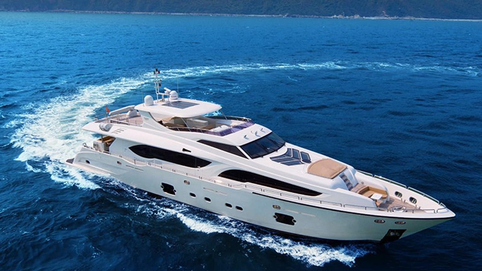a white yacht on the water aboard ASTERIA 112/02 Yacht for Sale