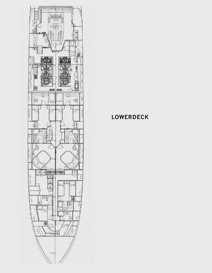 diagram, engineering drawing aboard FERRETTI CUSTOM LINE 112 Yacht for Sale