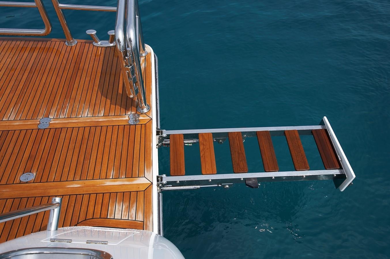 a boat on the water aboard JOHNSON 110 FLYBRIDGE Yacht for Charter