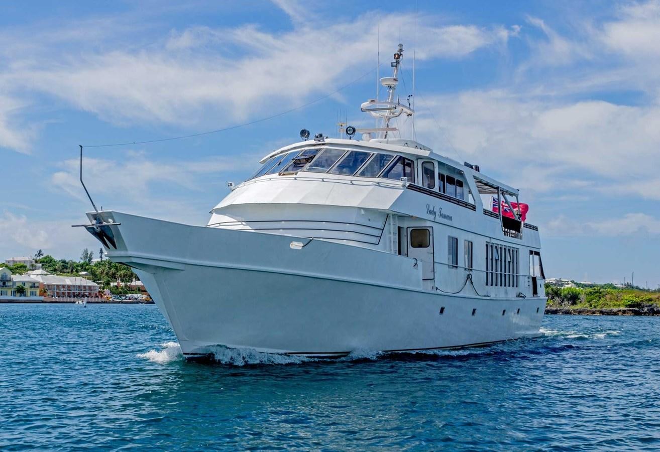 a white boat on the water aboard LADY TAMARA Yacht for Sale