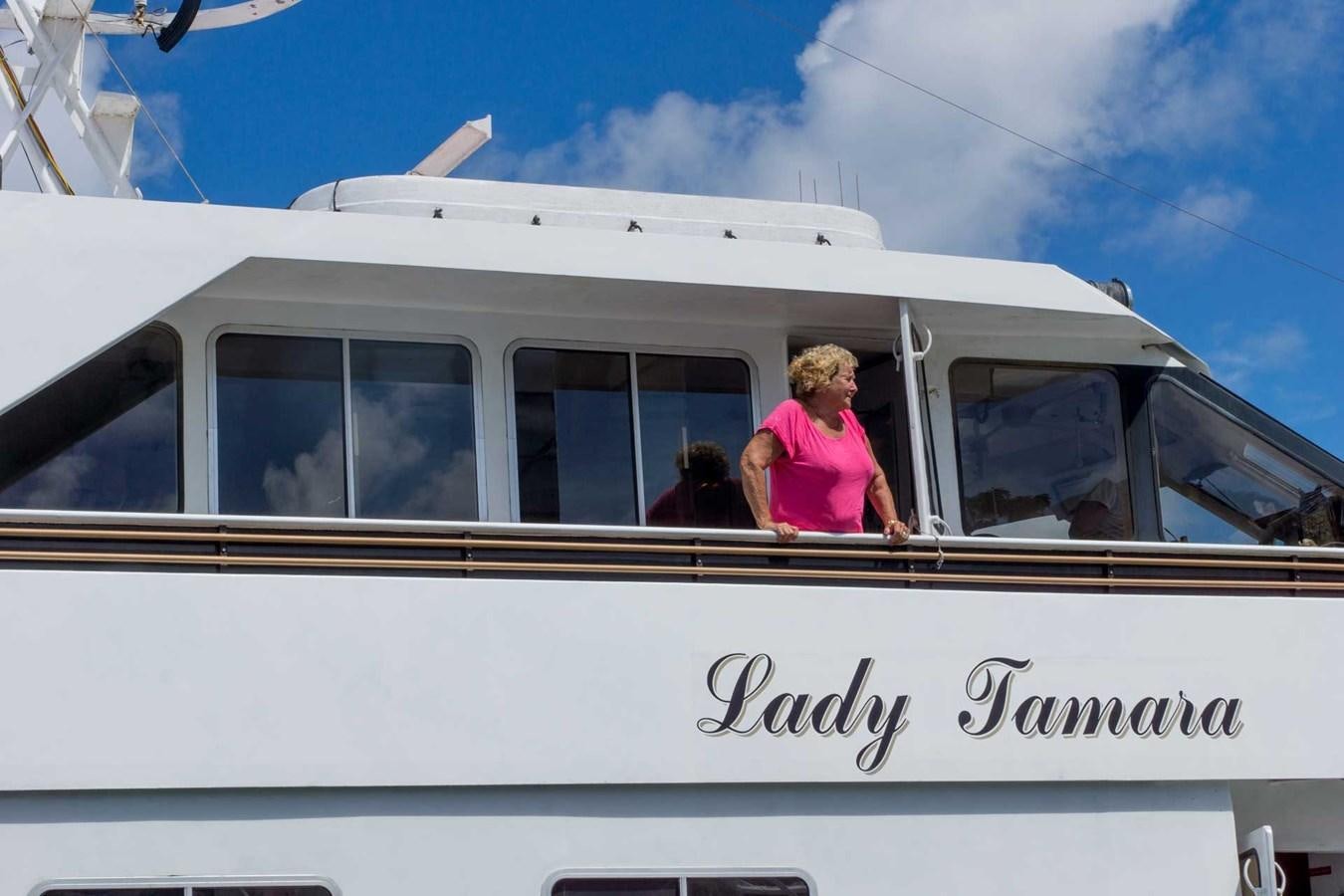 a couple of people sitting on a bus aboard LADY TAMARA Yacht for Sale