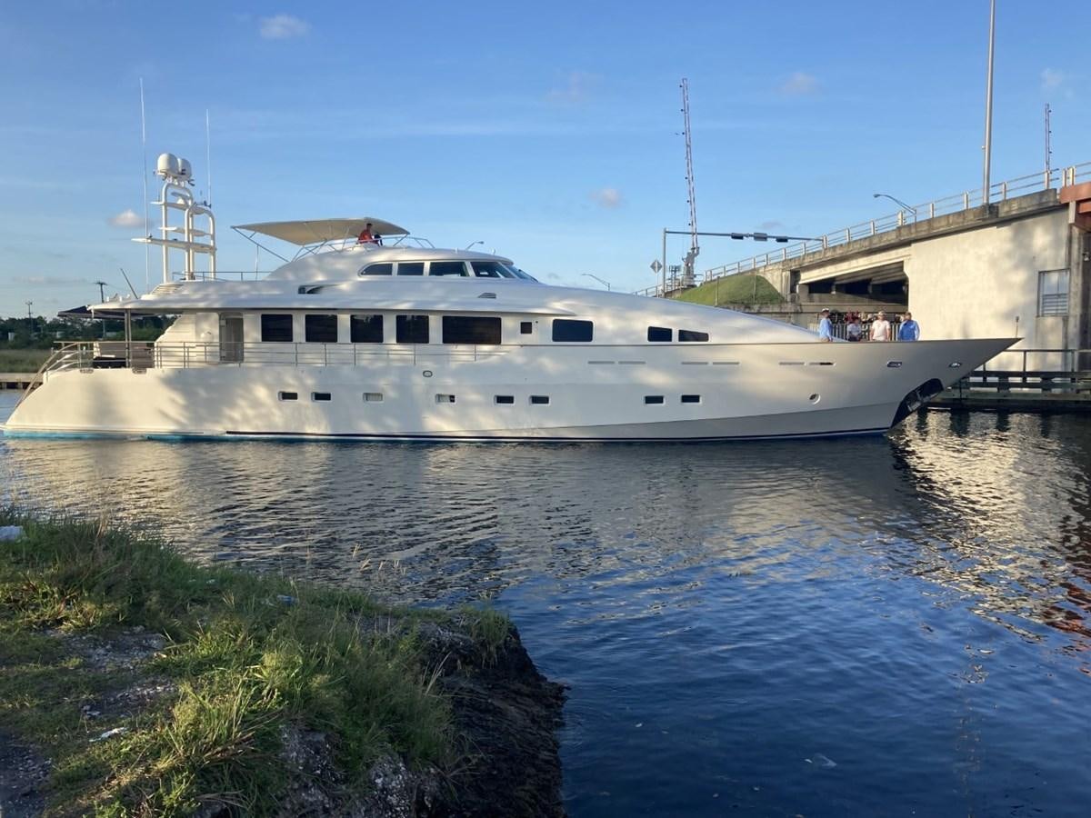 a large white boat in a body of water aboard ANGELE Yacht for Sale