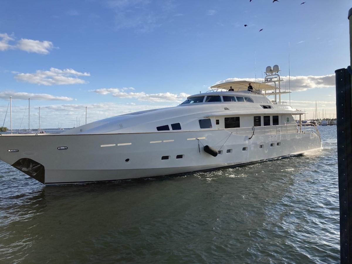 a white yacht in the water aboard ANGELE Yacht for Sale