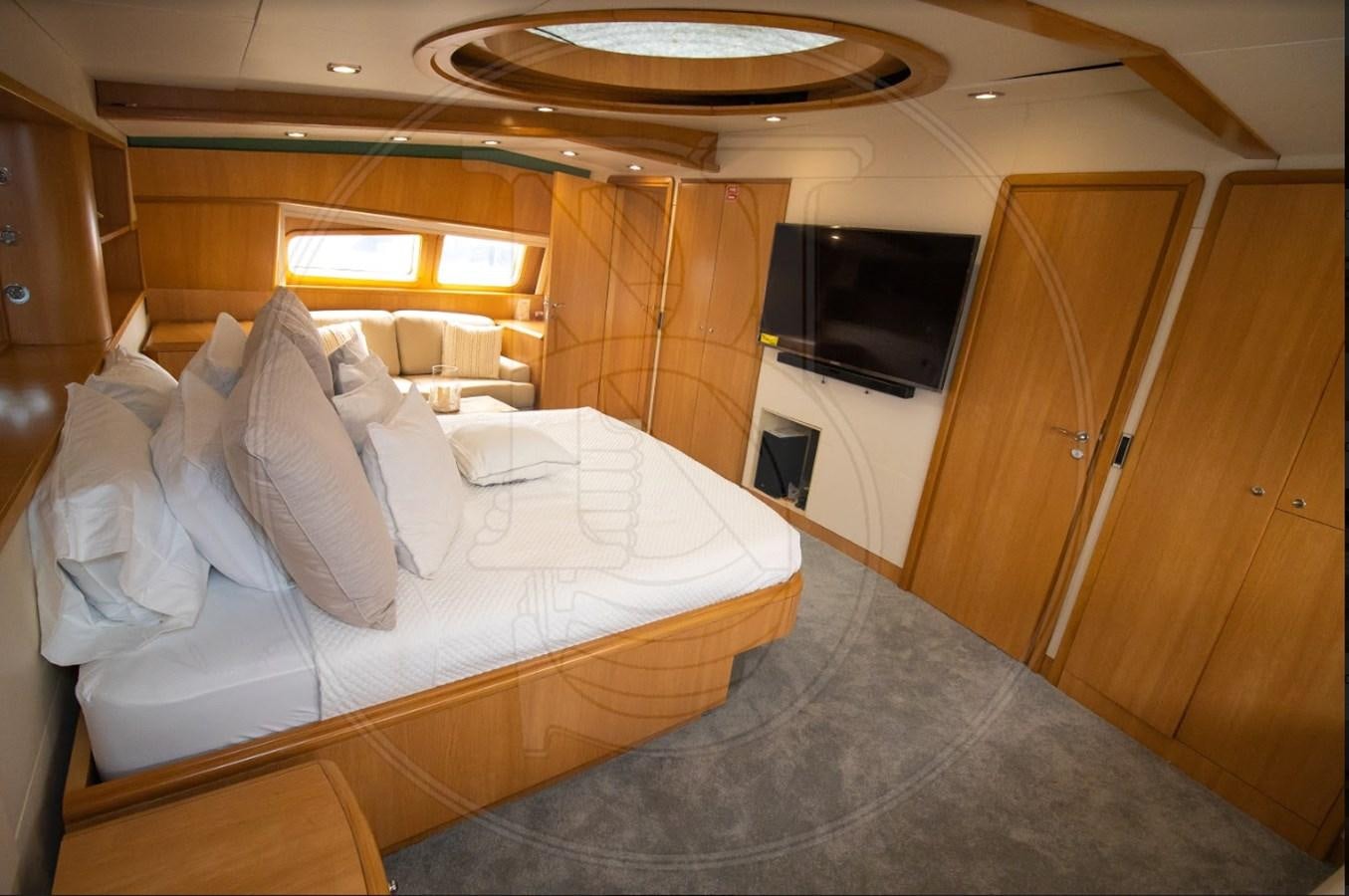 a bed in a room aboard ANGELE Yacht for Sale