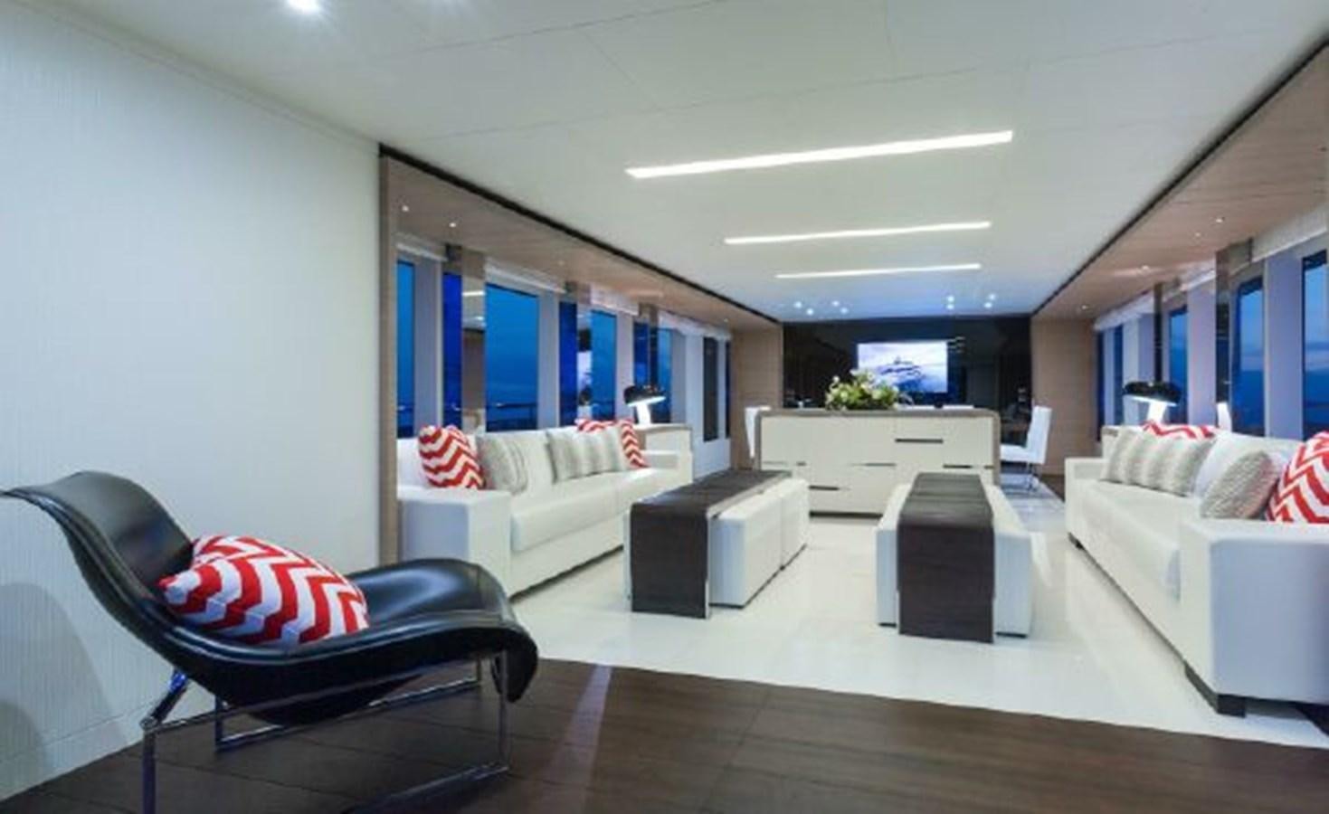 a living room with a couch and a tv aboard 2021 ASTONDOA 100 CENTURY Yacht for Sale