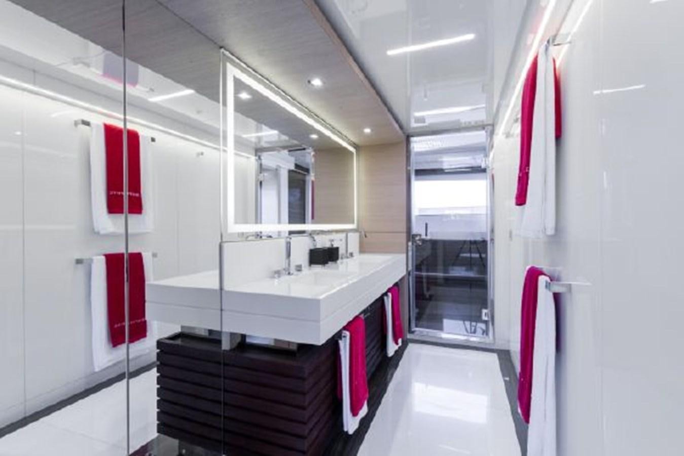 a bathroom with a sink and a mirror aboard 2021 ASTONDOA 100 CENTURY Yacht for Sale