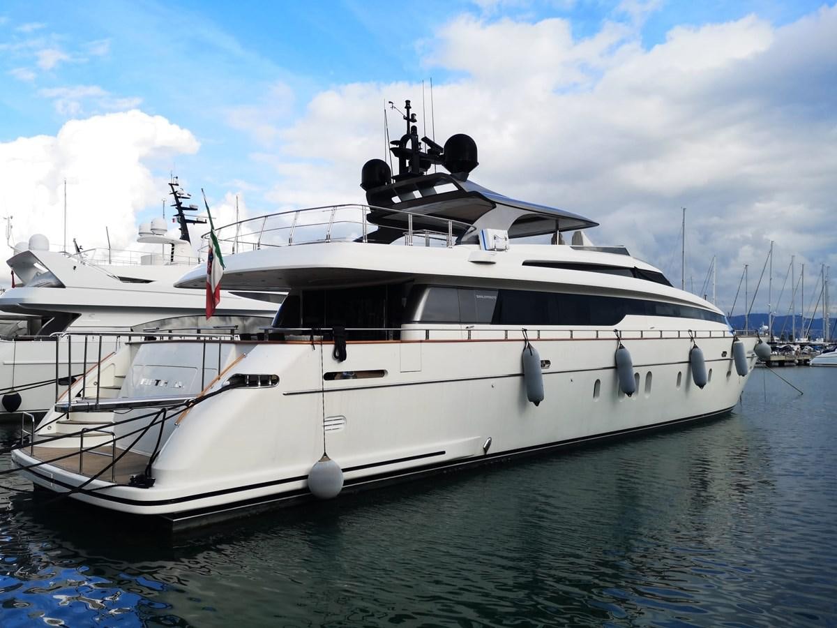 a large white yacht aboard FIFTH AVENUE Yacht for Sale