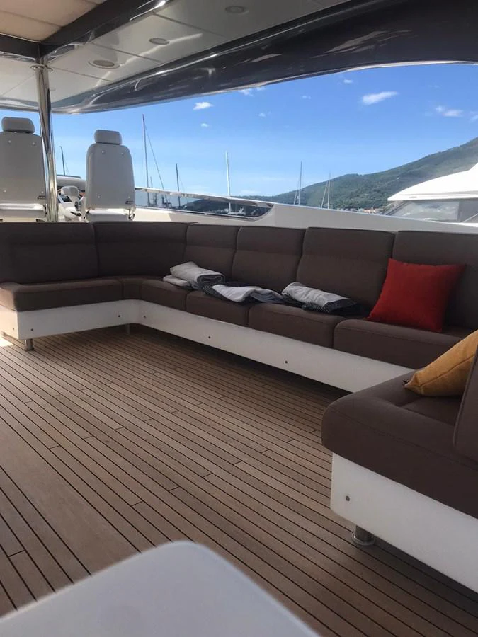 a couch in a boat aboard FIFTH AVENUE Yacht for Sale