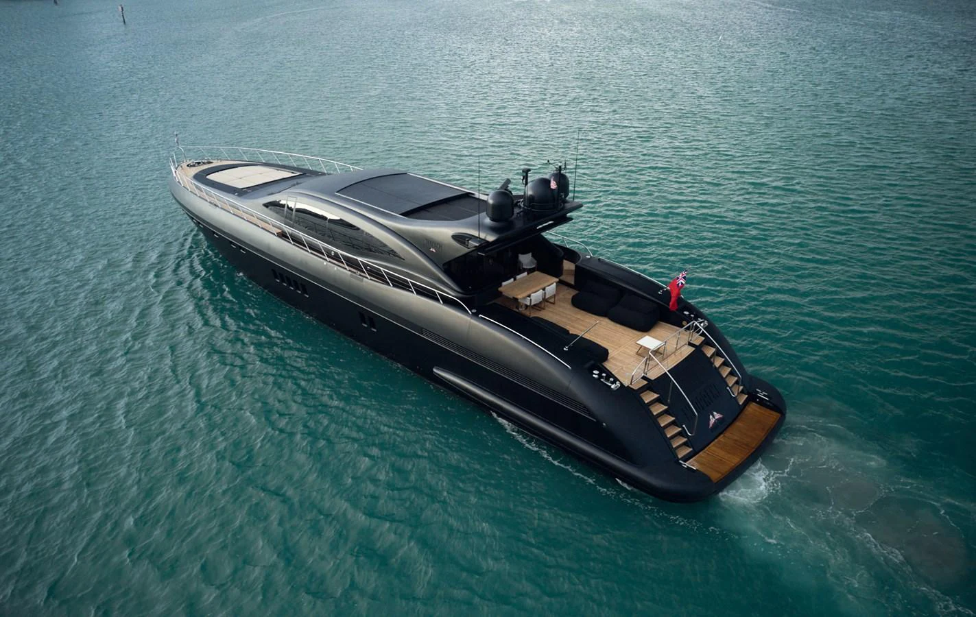 a boat in the water aboard MANGUSTA 108 Yacht for Sale