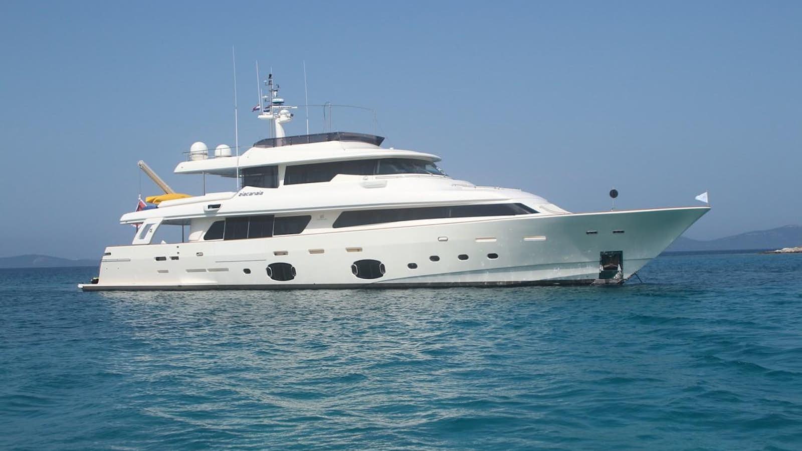 a white yacht in the water aboard ZIACANIA 1 Yacht for Sale