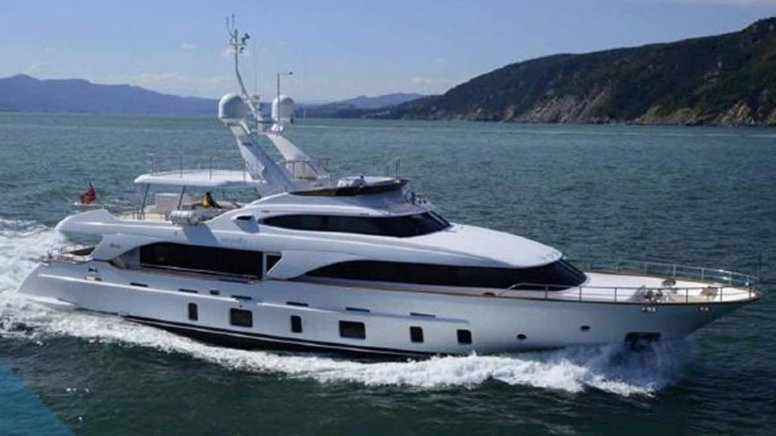 a white yacht on the water aboard SERENDIPITY Yacht for Sale