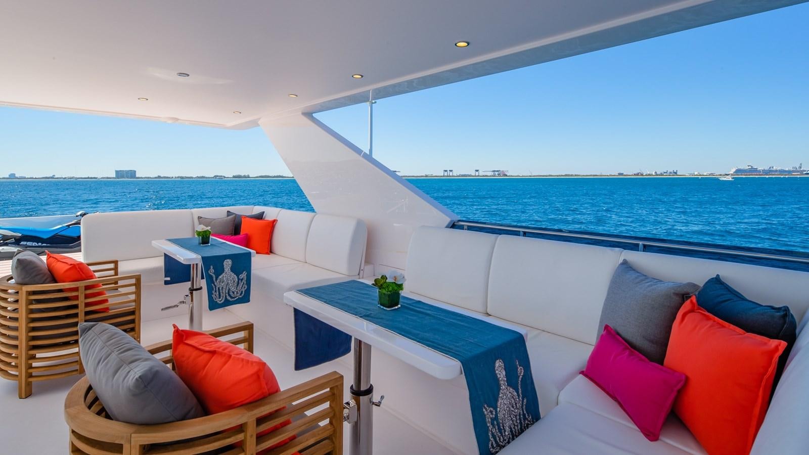 a room with a table and chairs aboard RISK TAKER Yacht for Charter