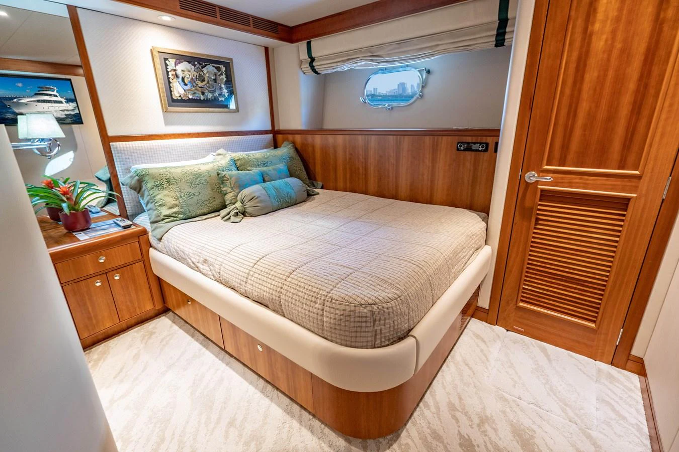 a bed in a room aboard FREE SPIRIT Yacht for Sale