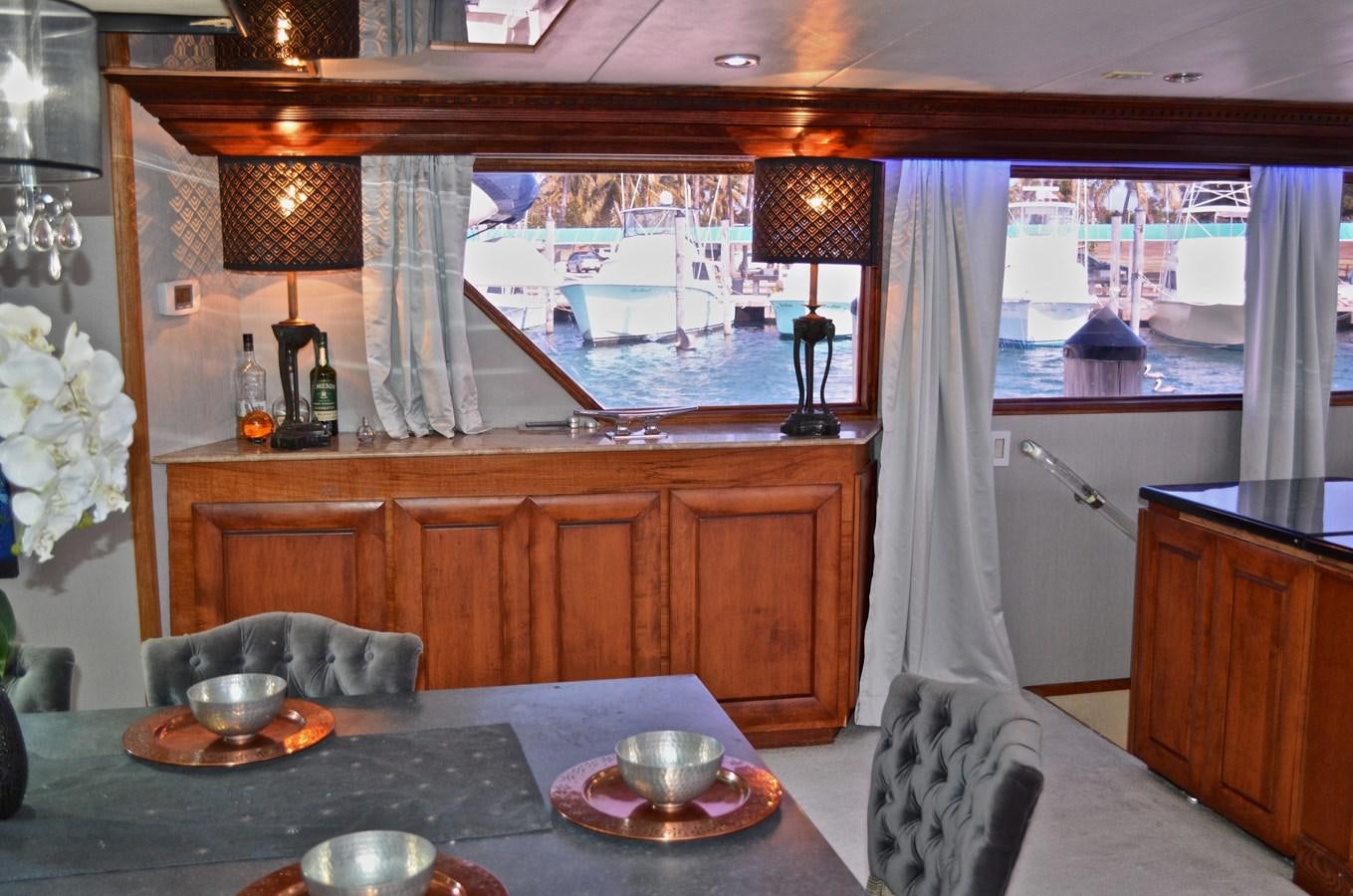 a kitchen with a large window aboard ISABELLA Yacht for Sale