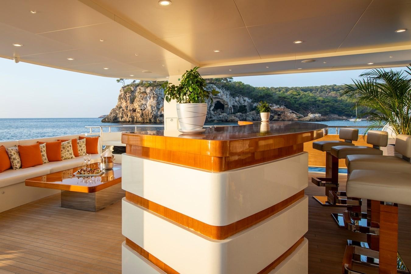 a large living room with a large pool aboard OCEAN DREAM Yacht for Sale