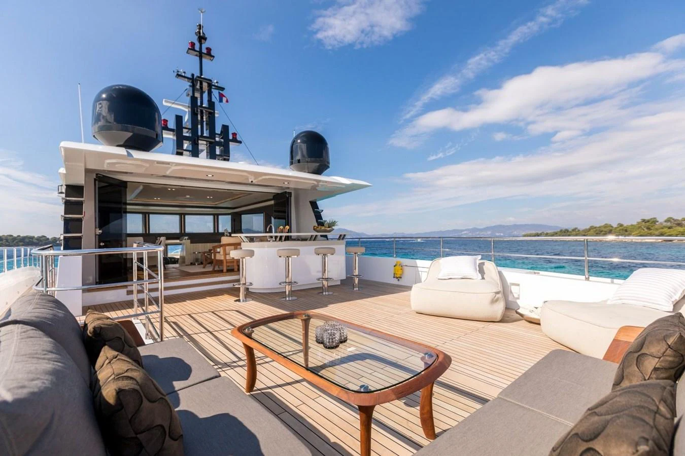 a boat on a deck aboard BARBARA Yacht for Sale