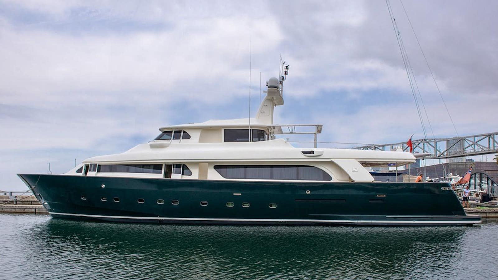 a large boat in the water aboard GIHRAMAR Yacht for Sale