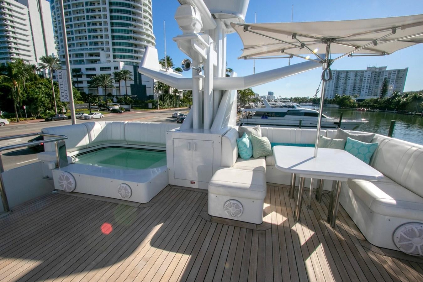 a boat on a deck aboard HIGH LINE Yacht for Sale